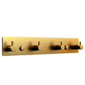 Wandkapstok goud met 4 haken
